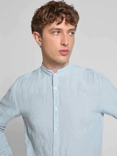 HUGO Slim fit zakelijk overhemd met maokraag, model 'Elvory' Rookblauw - 3