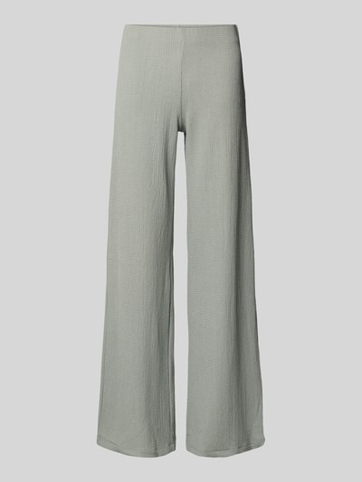 Produktfoto, strukturierte Pull-on-Hose von REVIEW aus Material-Mix mit Stretch, Wide Leg, elastischer Bund, hellgrau, Strukturmuster