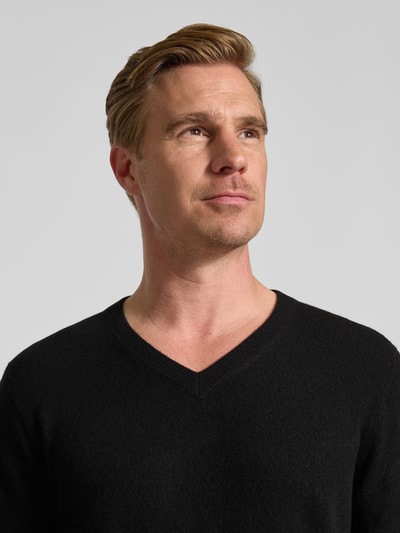 Christian Berg Men Strickpullover aus Wolle-Kaschmir-Mix mit V-Ausschnitt Black 3