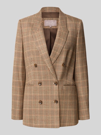 Produktfoto, Regular Fit Blazer mit Reverskragen und Paspeltaschen von Christian Berg Woman Selection, brązowa krata, dwurzędowy, krój regular fit, szerokość w rozmiarze 36: 41 cm, długość tyłu w rozmiarze 36: 69 cm, długość rękawa w rozmiarze 36: 64 cm