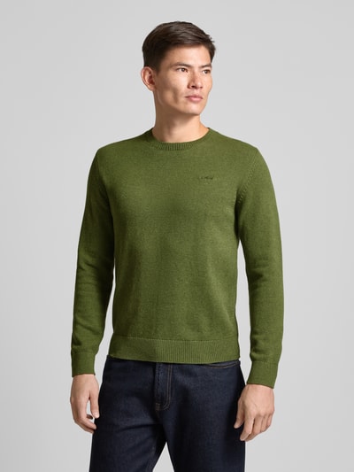 s.Oliver RED LABEL Regular Fit Strickpullover aus reiner Baumwolle mit Label-Stitching Khaki 4