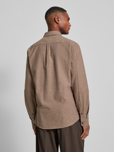 Lindbergh Slim Fit Freizeithemd mit Brusttasche Modell 'Brushed' Hellbraun 5