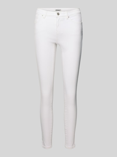 Produktfoto, Skinny Fit Jeans aus Baumwoll-Mix Modell 'POWER' von Only in Weiß, unifarben, 5-Pocket-Design, Stretch-Webstruktur, Mid Waist, Label Patch