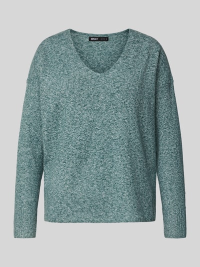 Only Sweter o kroju regular fit z dekoltem w serek model ‘RICA LIFE’ Butelkowy zielony melanż 2
