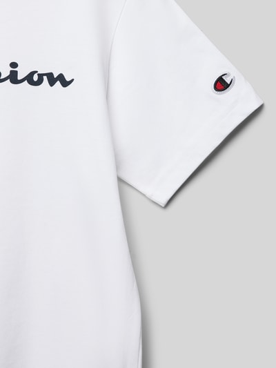 CHAMPION T-shirt z nadrukiem z logo Biały 2