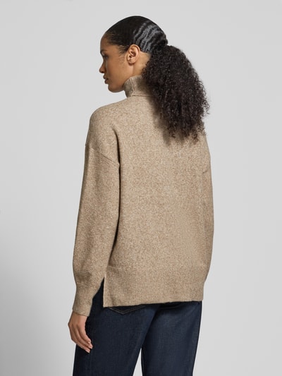 VERO MODA Regular Fit Rollkragenpullover mit Seitenschlitzen Modell 'DOFFY' Sand Melange 5