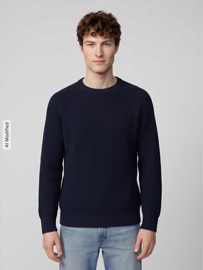 Selected Regular Fit Pullover aus reiner Baumwolle Modell 'BRAUN' Marine 4