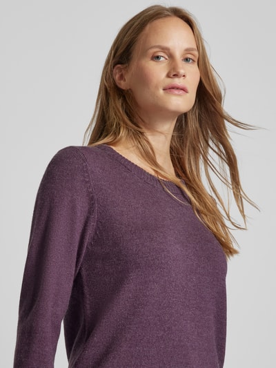 Vila Gebreide pullover met ribboorden, model 'Viril' Violet - 3