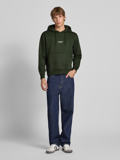 Jack & Jones Hoodie met labelprint, model 'SOHO' Donkergroen - 1