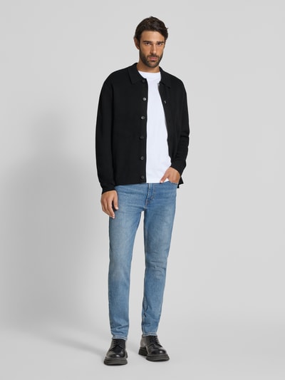 Jack & Jones Premium Gebreid jack met kentkraag, model 'MILANO' Zwart - 1