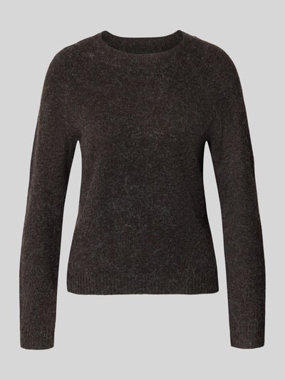 Produktfoto, dunkelbrauner Regular Fit Pullover mit Rundhalsausschnitt Modell 'DOFFY' von VERO MODA, leichte Strickstruktur, Damen Pullover