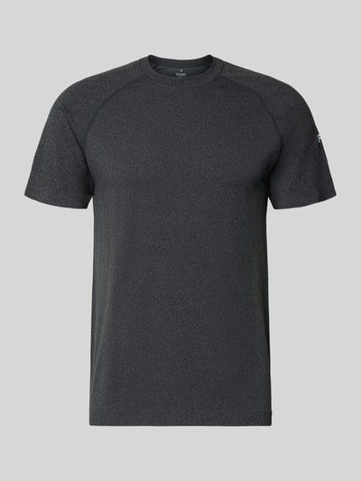 Produktfoto, Regular Fit T-Shirt mit Rundhalsausschnitt von Fabletics, czarny, krój regular fit, logo, krótki rękaw, długość tyłu w rozmiarze M: 69 cm