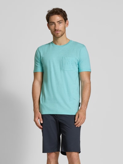 Tom Tailor Denim T-shirt o kroju regular fit z czystej bawełny Zielony melanż 4