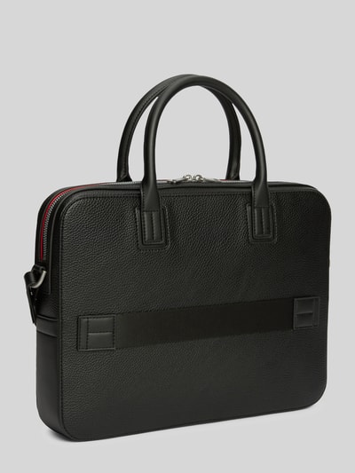 Tommy Hilfiger Torba na laptop z taśmą do mocowania na walizce i z napisem z logo BLACK 5