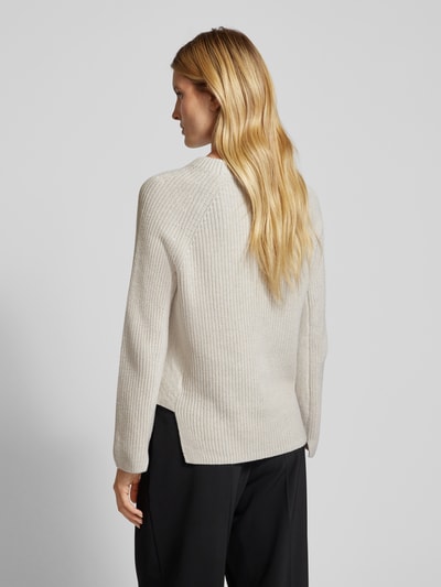 Oui Gebreide pullover met geribde ronde hals Offwhite - 5