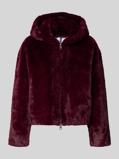 Productfoto, Jacke aus Kunstfell mit Zweiwege-Reißverschluss van Blonde No. 8, regular fit, kap, bordeaux, zachte textuur, kunstbont