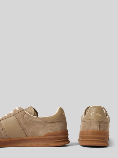 Polo Ralph Lauren Sneakersy skórzane z detalem z logo Szarobrązowy 2