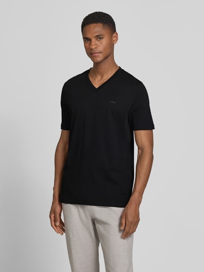 s.Oliver RED LABEL męski t-shirt o kroju regular fit z czystej bawełny Czarny 4