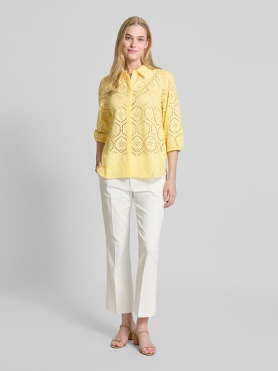 FREE/QUENT Regular Fit Bluse mit Lochstickerei Modell 'Agy' Hellgelb 1