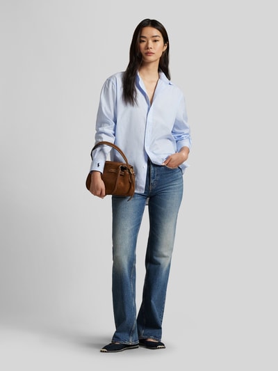 Polo Ralph Lauren Loose Fit Hemdbluse aus reiner Baumwolle Hellblau 1