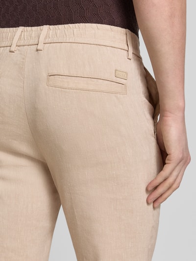 BOSS Modern fit straight leg broek van linnenmix model 'KANE1' Beige - 3