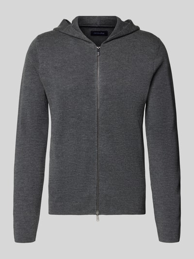 Produktfoto, Regular Fit gebreid jack met mix van lanawol, capuchon en rits, Heren, Christian Berg Men, Materiaalmix, met wol, lang mouwen, ruglengte maat M 67 cm, mouwlengte maat M 70 cm