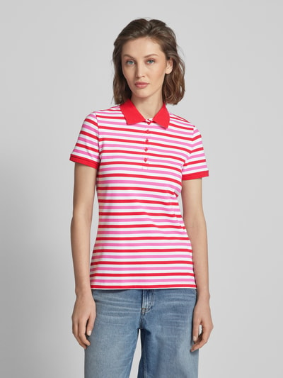 Montego Slim Fit Poloshirt in Two-Tone-Machart Rot 4