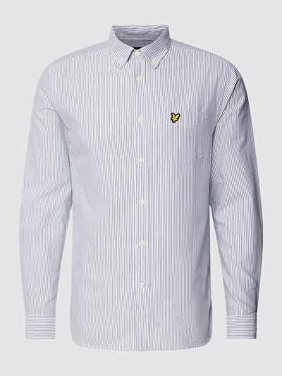 Lyle & Scott Slim fit vrijetijdsoverhemd met streepmotief, model 'Oxford' Lichtgrijs - 2