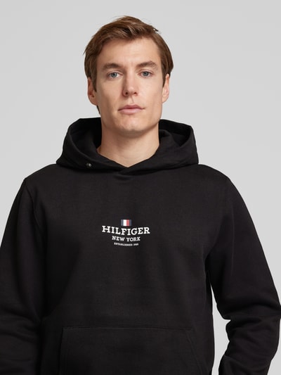 Tommy Hilfiger Hoodie met labelprint en kangoeroezak Zwart - 3