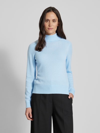 comma Rollkragenpullover mit gerippten Abschlüssen Bleu 4