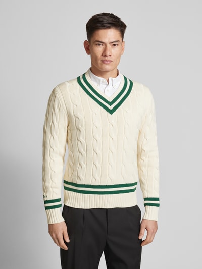 Polo Ralph Lauren Strickpullover mit V-Ausschnitt Offwhite 4