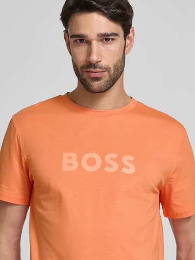 BOSS T-shirt met labelprint Oranje - 3