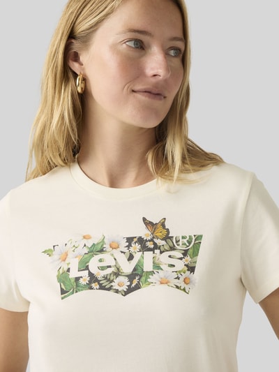 Levi's® Koszulka z nadrukiem logo, krój regular fit Écru 3
