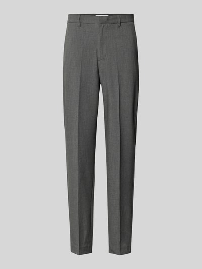 Produktfoto, graue Slim Fit Stoffhose mit Viskose-Anteil von Lindbergh, Bügelfalte, Gesäßtaschen, Eingrifftaschen, elastischer Material-Mix