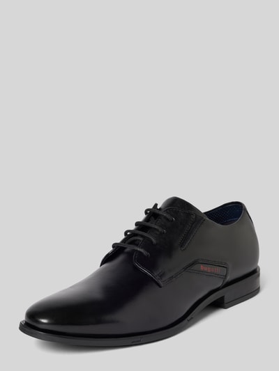 bugatti Leren derby schoenen met labeldetail, model 'Gapo' Zwart - 1