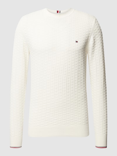 Tommy Hilfiger Strickpullover mit Strukturmuster Modell 'EXAGGERATED' Offwhite 2