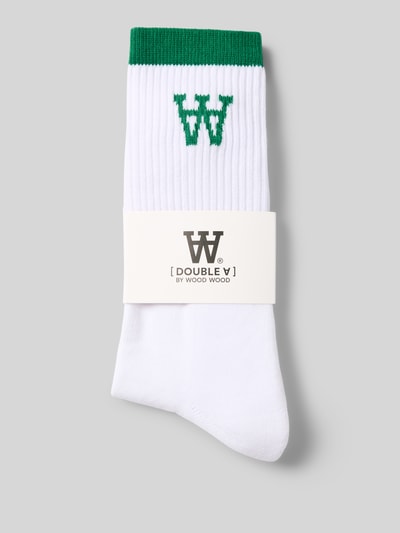 Wood Wood Socken mit elastischem Rippenbündchen und Logo Gruen 3