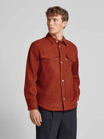 Colours & Sons Regular fit overhemdjack met borstzakken Roestrood - 4