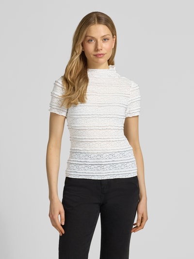 VERO MODA Slim Fit T-Shirt mit Strukturmuster Modell 'ABIGAIL' Weiss 4