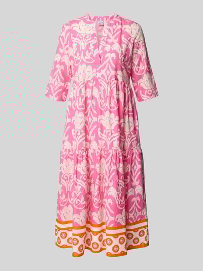 Emily Van den Bergh Sukienka midi z kołnierzem z lamówką Mocnoróżowy 2