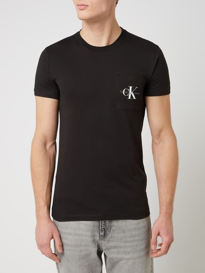 Calvin Klein Jeans T-shirt met borstzak  Zwart - 4