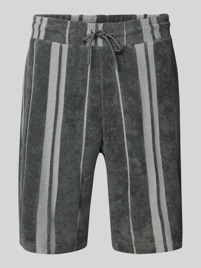 Productfoto, Relaxed Fit Shorts uit katoenmix van Tom Tailor, Heren Sweatshorts, grijze en witte strepen, zachte textuur