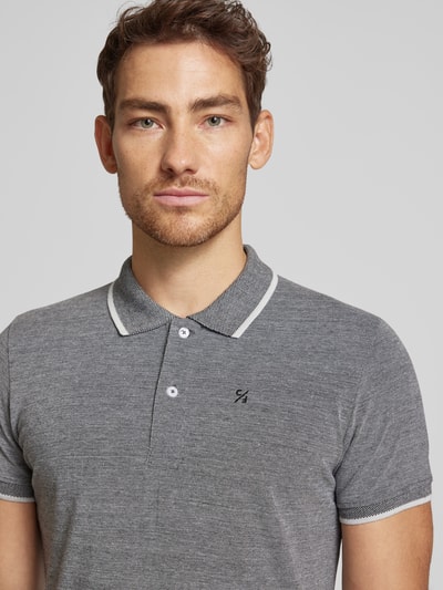 Casual Friday Slim Fit Poloshirt mit Logo-Stitching Modell 'TRISTAN' Anthrazit Melange 3