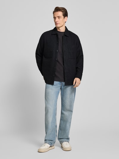 BOSS Orange Loose fit vrijetijdsoverhemd met wol, model 'LOCKY' Zwart - 1