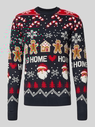 Lindbergh Strickpullover im Allover-Look Modell 'Santa' Dunkelblau 2