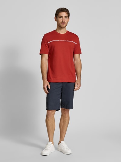 Tom Tailor Regular Fit T-Shirt aus reiner Baumwolle Dunkelrot 1