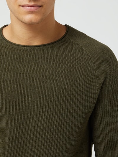 Jack & Jones Gebreide pullover met labelpatch, model 'HILL' Olijfgroen - 3