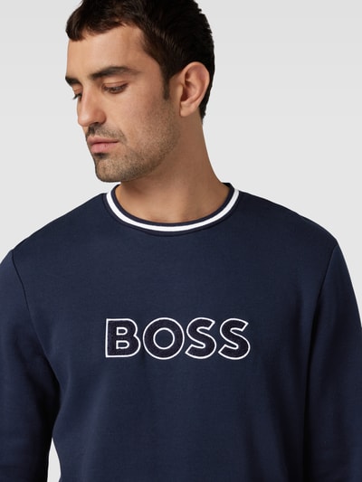 BOSS Bluza z wyhaftowanym logo Granatowy 3