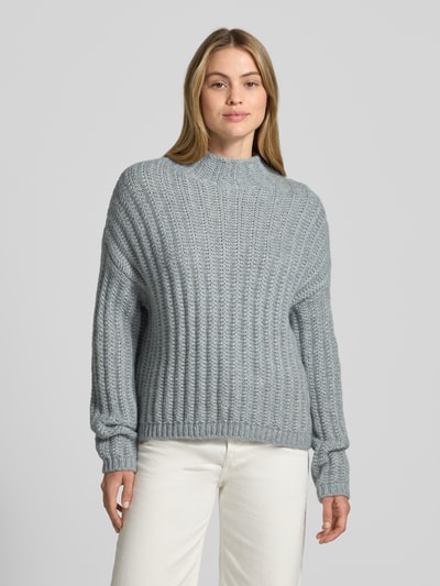 HUGO Relaxed Fit Strickpullover aus Baumwoll-Mix mit Woll-Anteil Modell 'SAFINEYNY' Hellgrau Melange 4