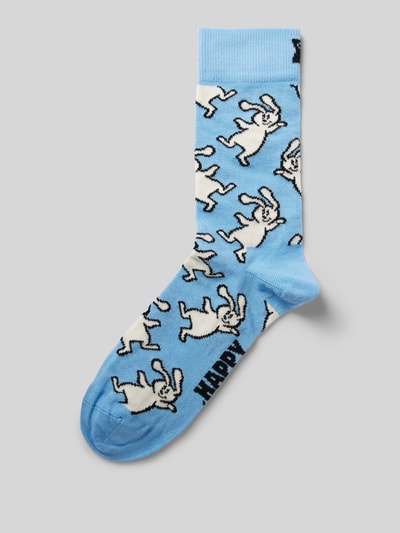 Happy Socks Socken mit Label-Print Hellblau 1